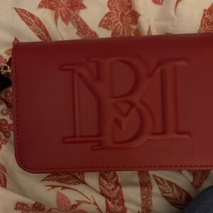 Badgley Mischka Red Embossed Crossbody Bag
